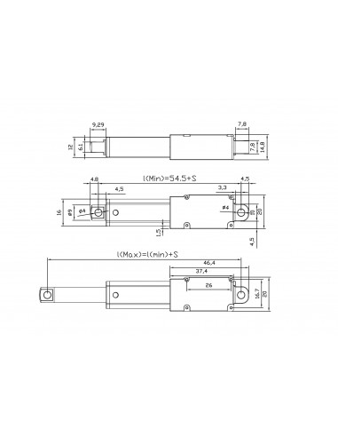 Micro mini vérin électrique MPP-LA 32N à 188 N...