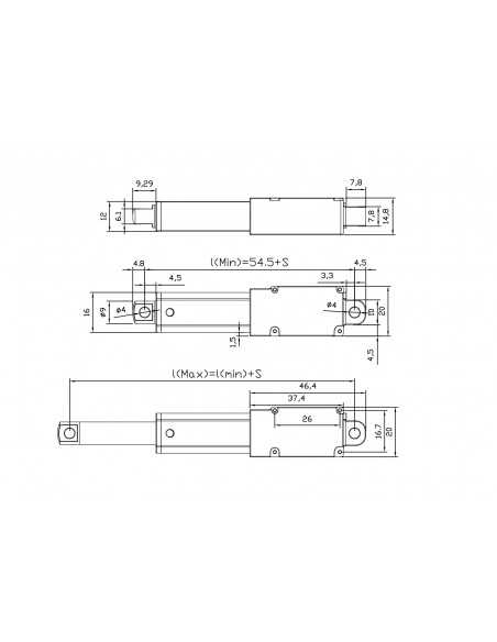Micro mini vérin électrique MPP-LA 32N à 188 N IP55