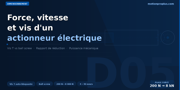 Force, vitesse et vis d'un actionneur électrique